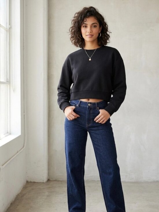 Zara Sweaters - Zara Black Crop Sweater – Size M (Casual Style / Crop Top)